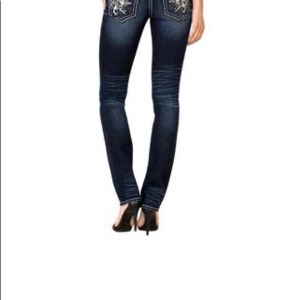 Bebe Embellished Dark Denim Jeans